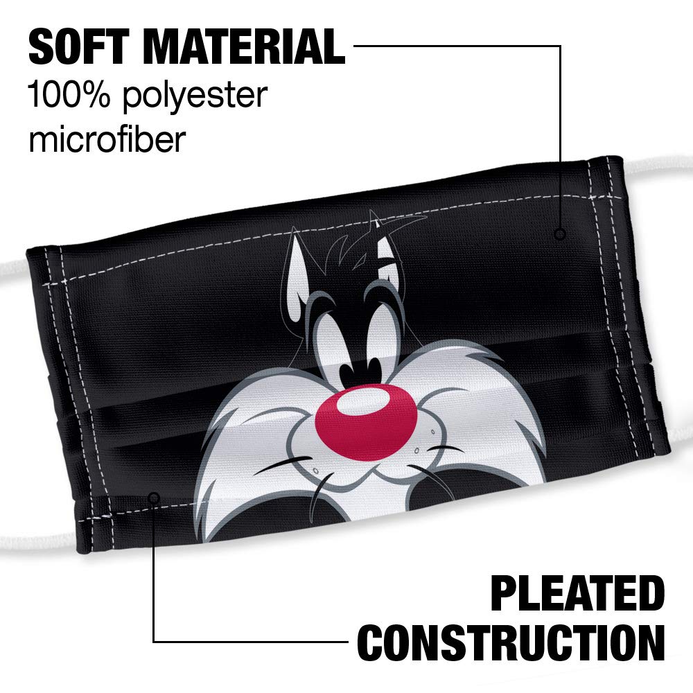 Popfunk Looney Tunes Sylvester Face 1-Ply Reusable Face Mask Covering with Adjustable Nose Wire, Unisex