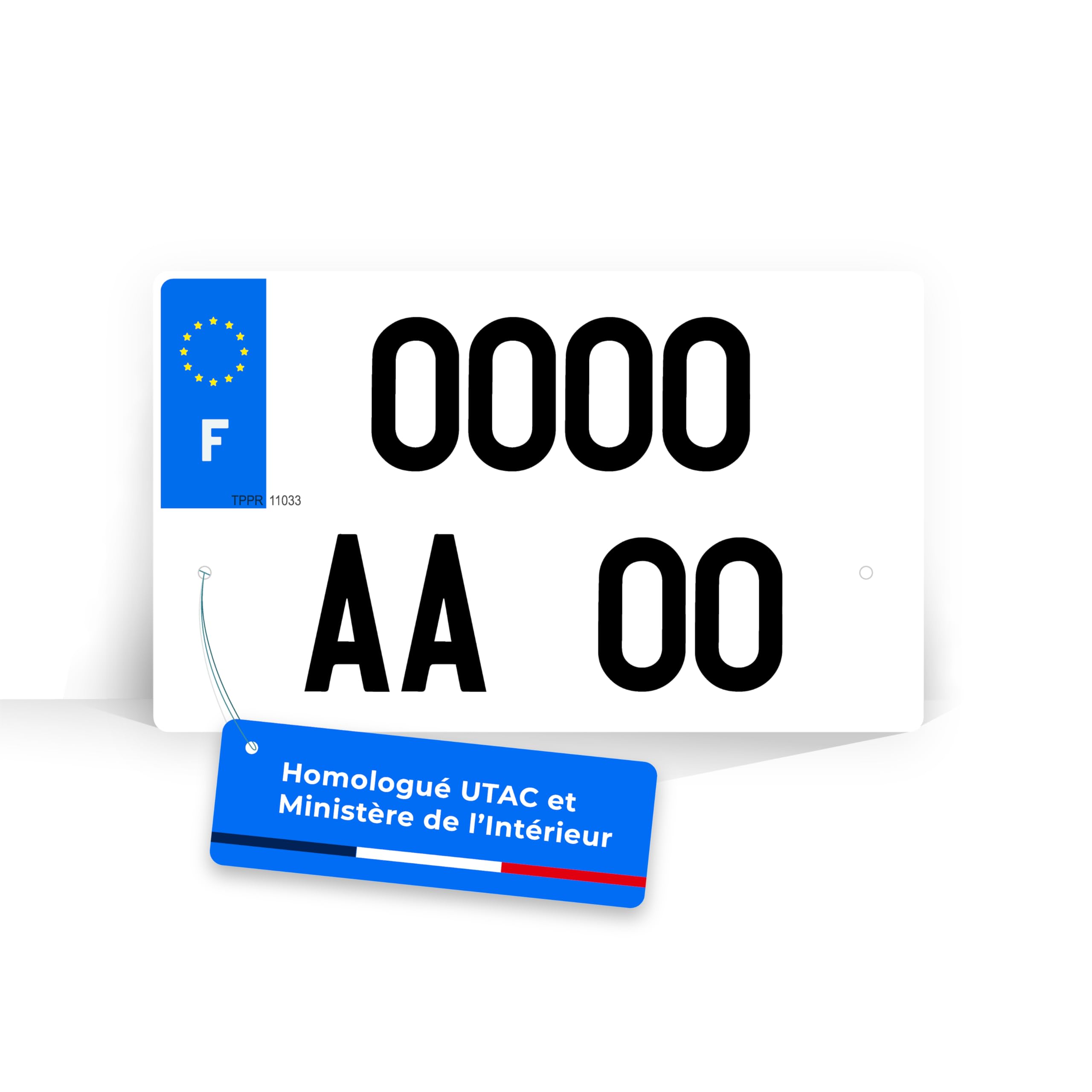 CMAPLAQUE Plaque Immatriculation Moto FNI (Ancienne numérotation) plexiglass 210x130 mm - Rivets offerts