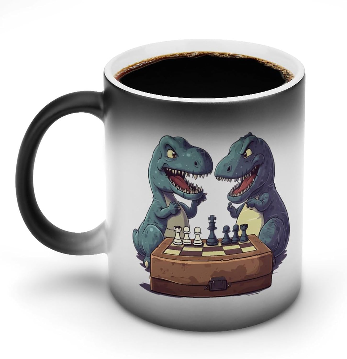 Dinosaurs Playing Chess Funny Color Changing Coffee Mug Ceramic Magic Cup Personalized Discoloration Tea Mugs