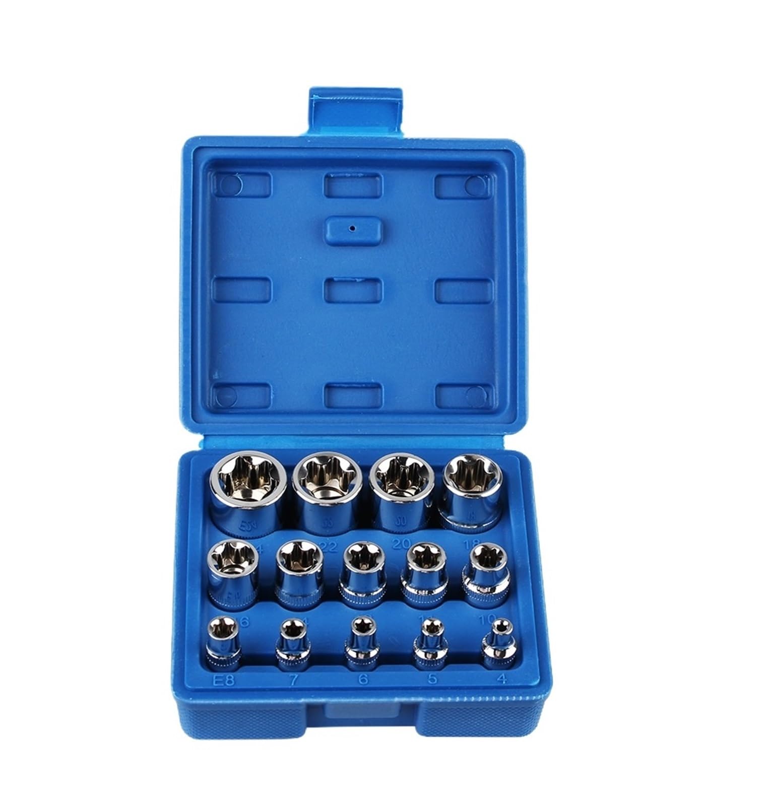 Żeński zestaw gniazd E Torx Zewnętrzny zestaw nasadek Torx E4-E24 z etui Narzędzia do naprawy samochodów Klucz Głowa Gwiazda Zestaw nasadek 14-częściowy (czerwony)