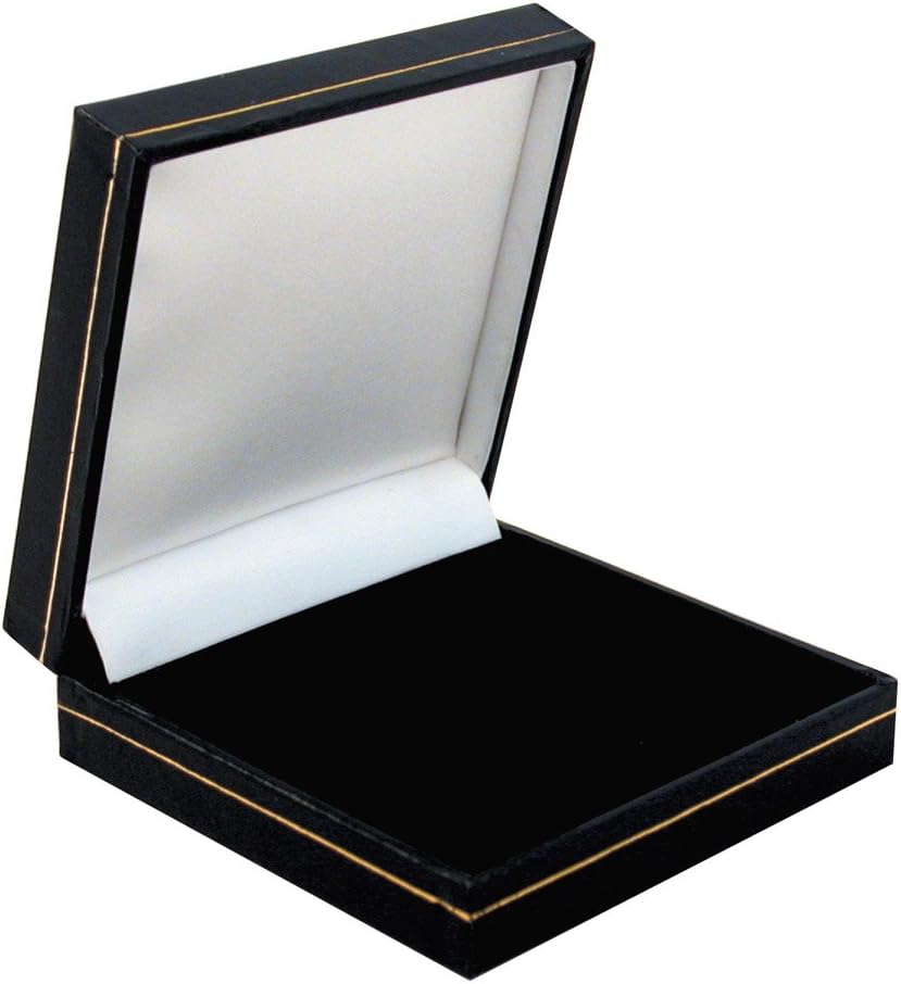 Cooksongold Black Leatherette Large Universal Jewellery Gift Box, 87mm