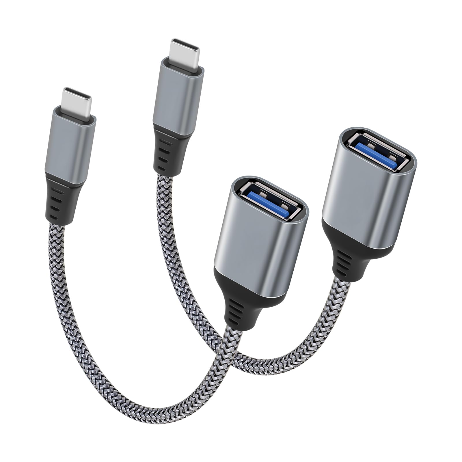 Adattatore USB C a USB 3.0 [2 Pezzi] - Cavo OTG Tipo C Maschio a Femmina Compatibile Con Galaxy S24, iPhone 16 Pro/15 Pro Max, iPad Pro, Huawei P30, Google Pixel 3XL