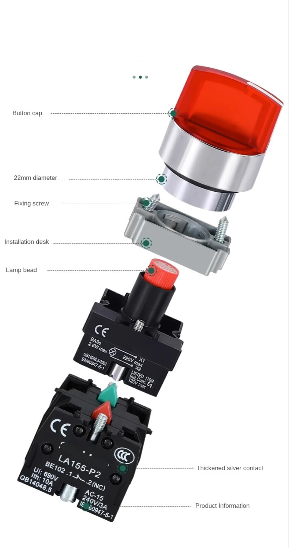 Przycisk przełącznika pokrętła 22 mm natychmiastowy włącznik światła LED obrotowy przełącznik zasilania wł./wył. 2-pozycyjny 6V12V24V220V380V110V TURN(SELF RESET_220V)