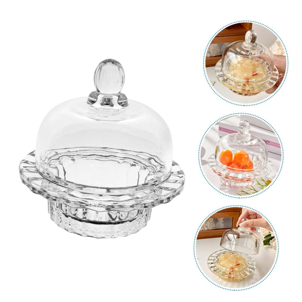 VANZACK Glasschüssel Funktionale 110ml mit Deckel Durchsichtige Kleine Eisbecher Elegante aus Sicherem Glas für Party und Tischdekoration