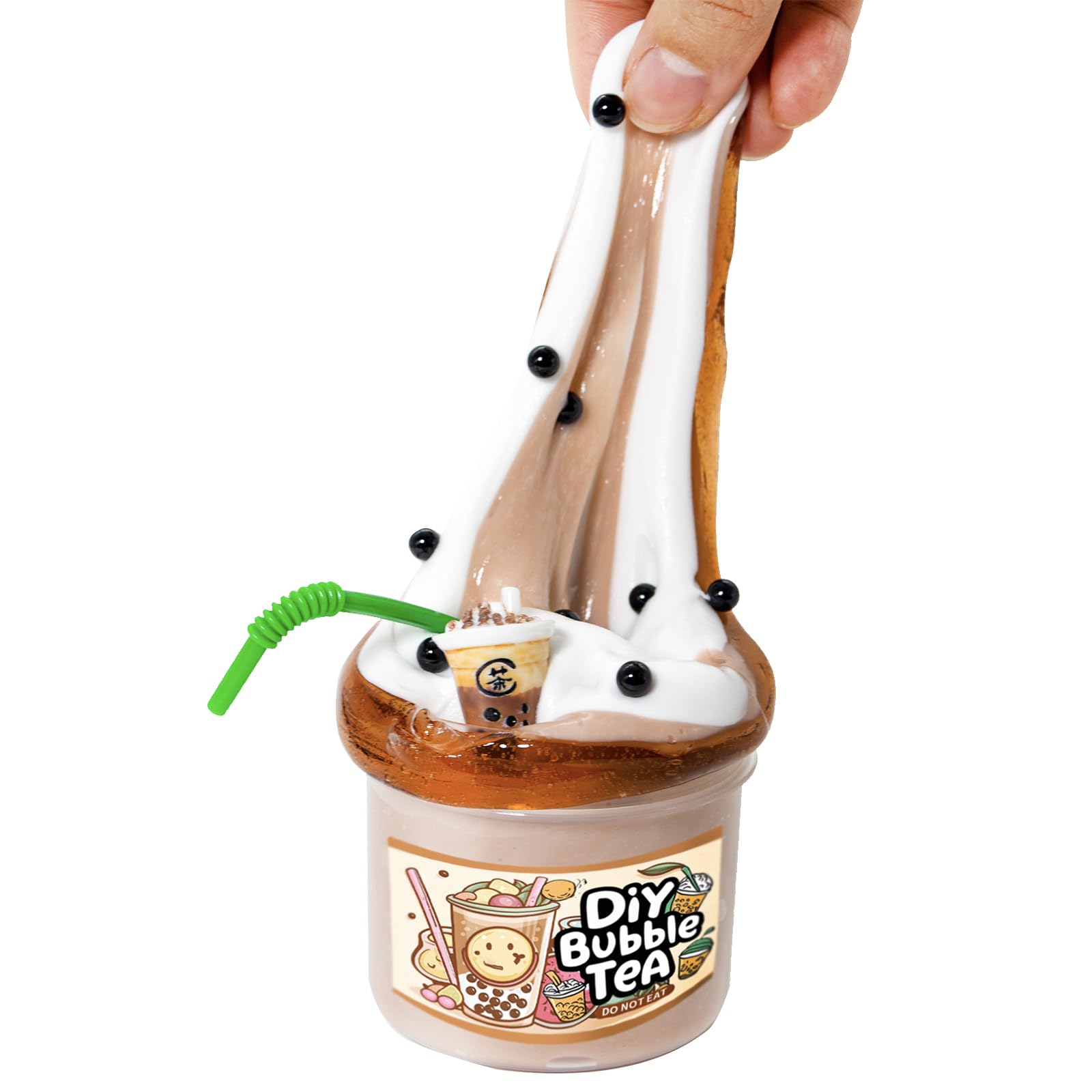 Slimes - DIY Bubble Tea Themed Slime (7oz)- Thick and Glossy Textured Slime - Handmade Slimes-Squeeze Toys