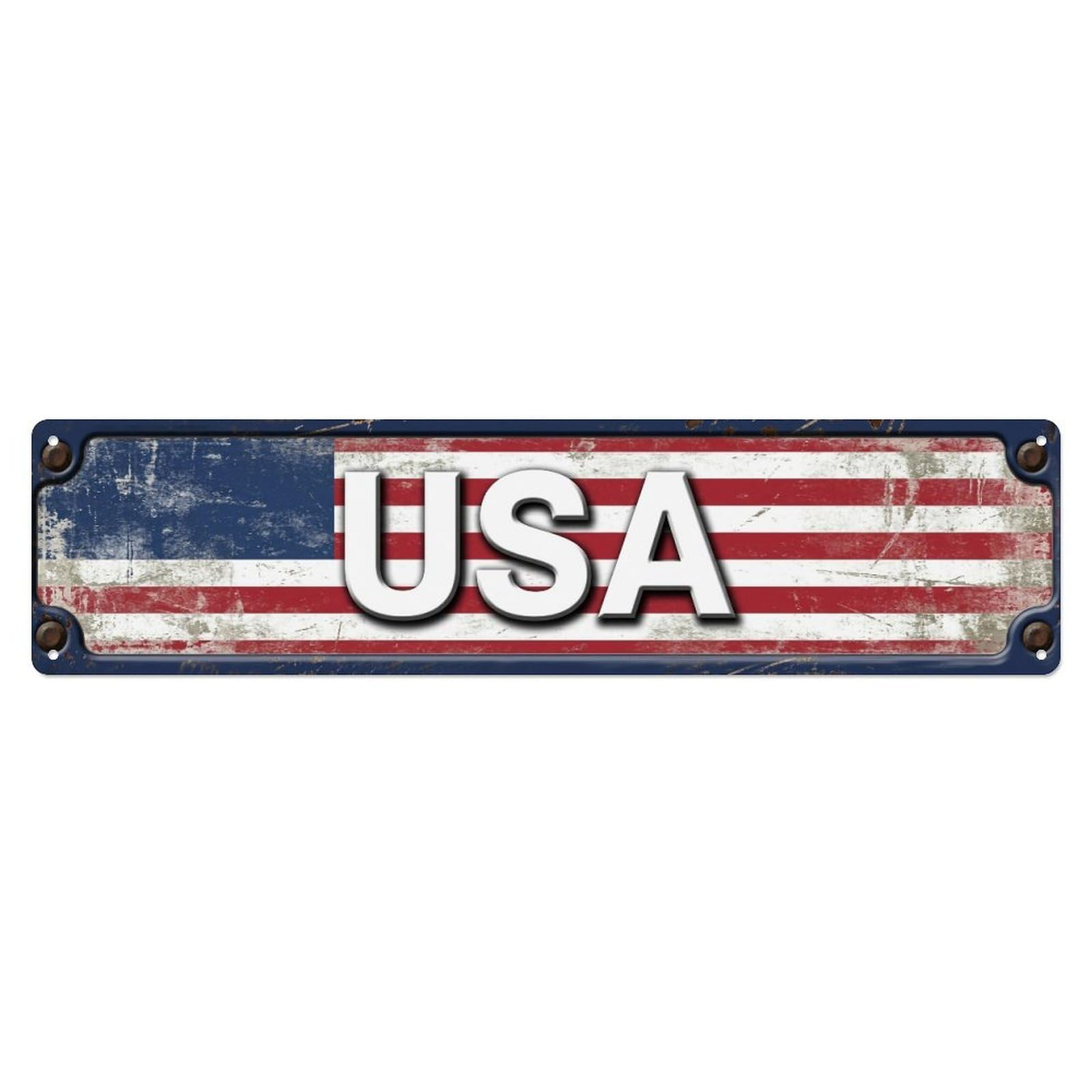 Metal Tin Sign Vintage USA Flag Pattern