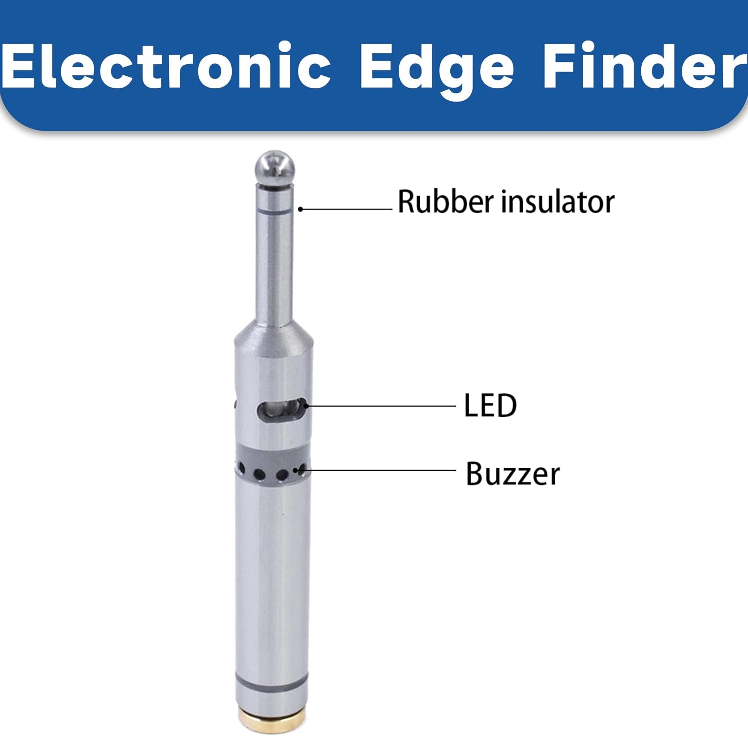 WFLNHB Electronic Edge Finder for CNC Lathe - 10mm Probe, 0.02mm Repeatability, Beep & Red LED, No Rotation Needed