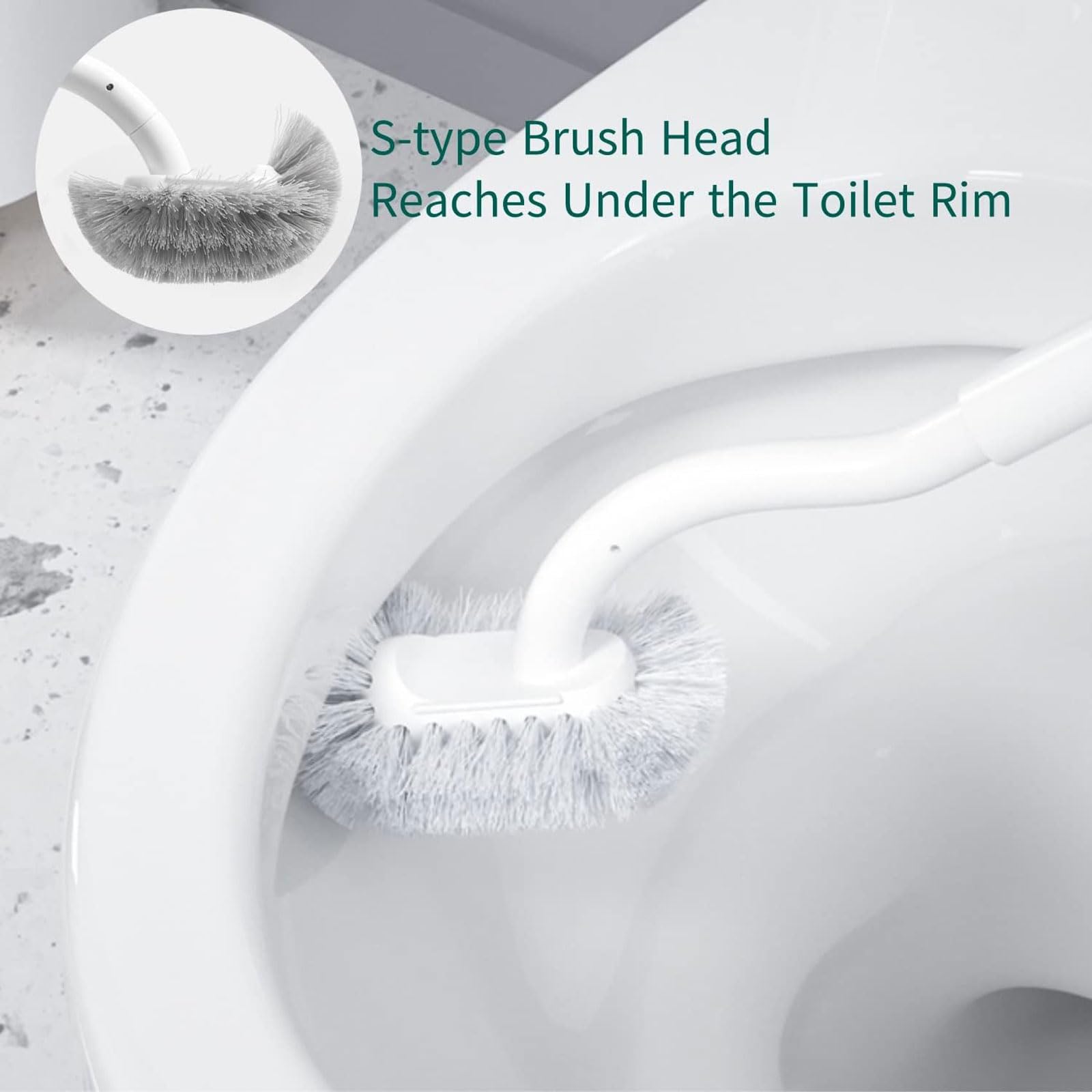 esmen Cepillo de baño Escobilla para Inodoro Juego de escobilla para Inodoro montada en la Pared con cerdas duraderas y diseño Curvo en ángulo para Limpieza del baño
