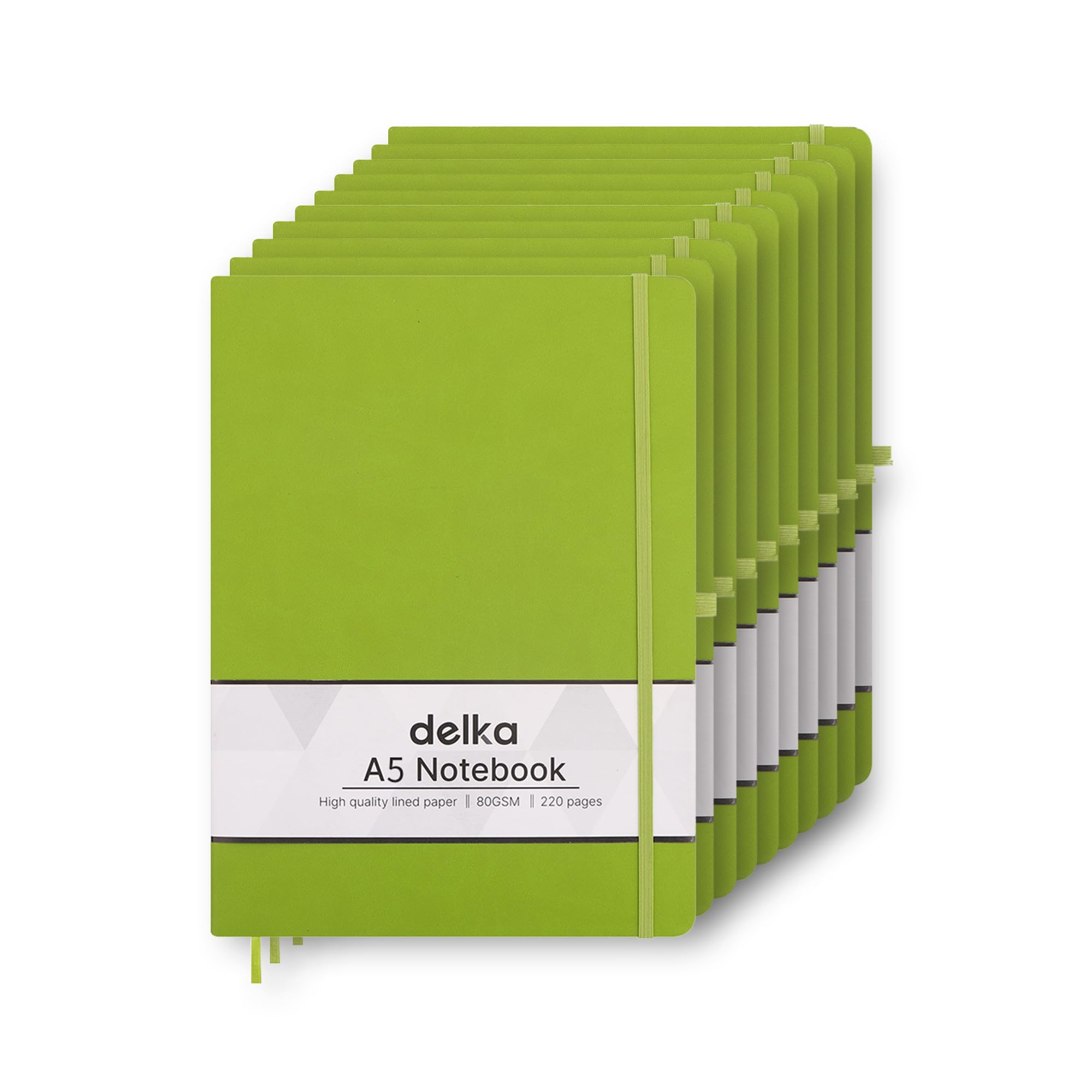 delka A5 Notebook โ Lined Notepad Journal, Soft Cover Writing Pad for Office, School, College, Home & Business โ Ideal for Note Taking, Daily Planning, Journaling & Study (GREEN, Pack of 10)