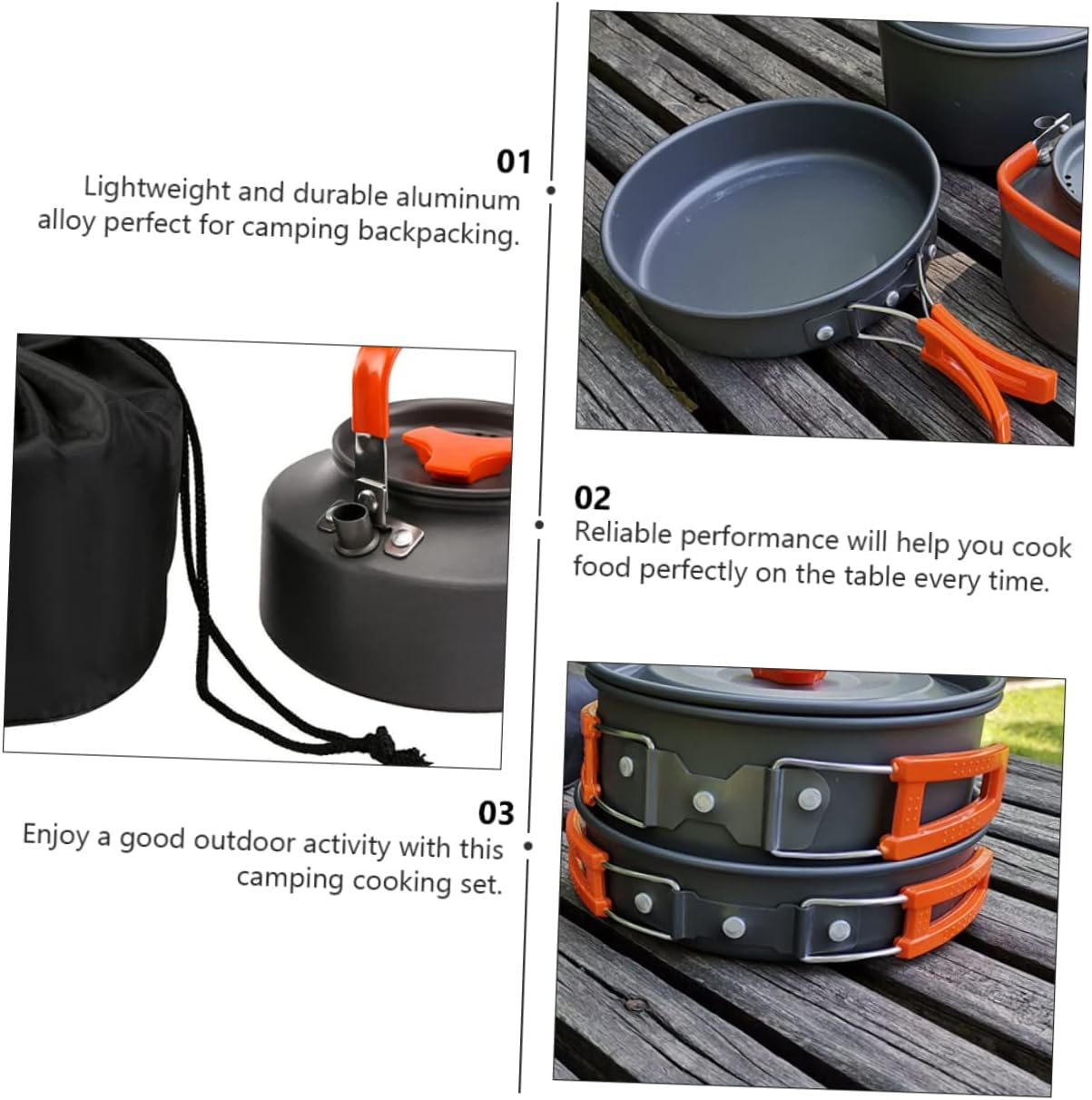 Balacoo Person Aluminum Camping Pot Portable Cooking Pot and Kettle for Outdoor Activities