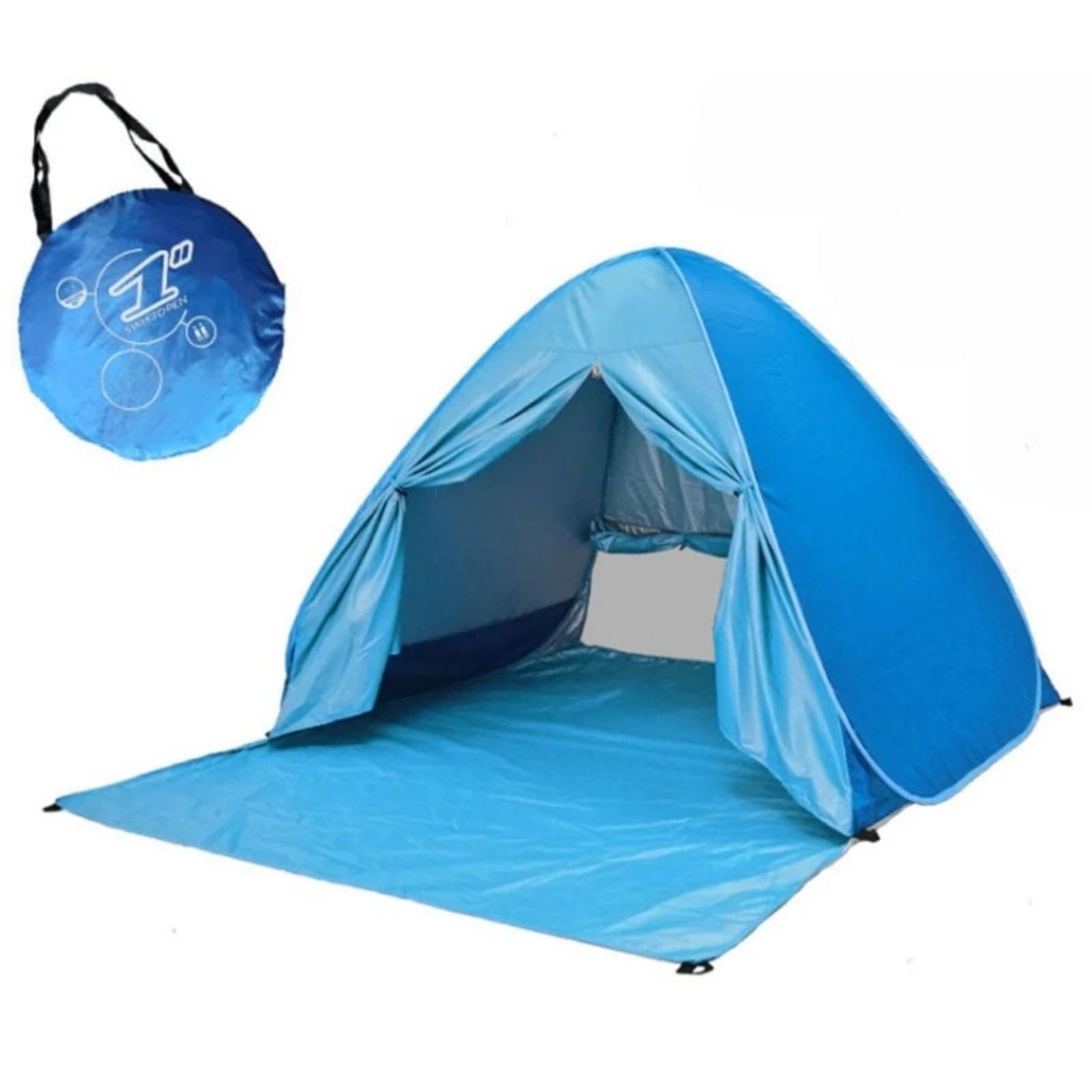 Beach Tent with Carry Bag Foldable Beachside Tent Freestanding for Families, Park, Camping Blue XL Upgraded-image-42