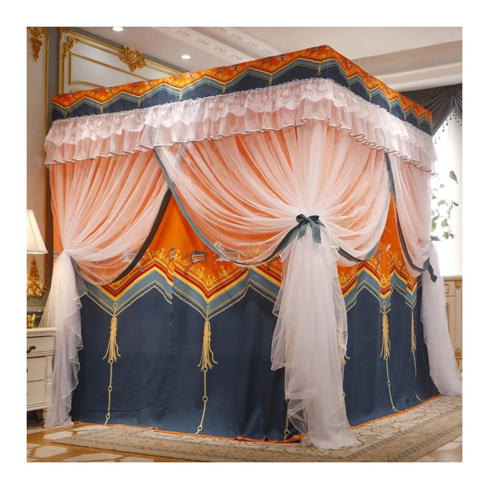 GJMSSMY Court Style Bed Canopy For Twin Queen King, Easy Install Dustproof Blackout Bed Curtain Mosquito Net Bedroom Decor (Color : D, Size : 150X200cm/59X79in)