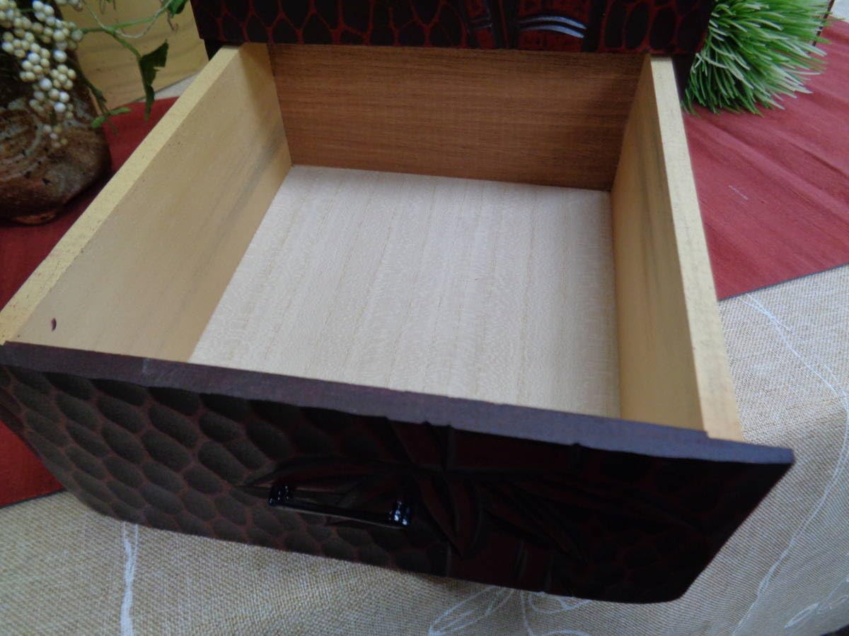 Amazon.co.jp: 鎌倉彫 小物入れ 引出し2段 整理箱 品 : ホーム＆キッチン