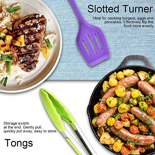 Aibecy Conjunto de utensílios de cozinha de silicone 10 peças resistentes ao calor antiaderente colh