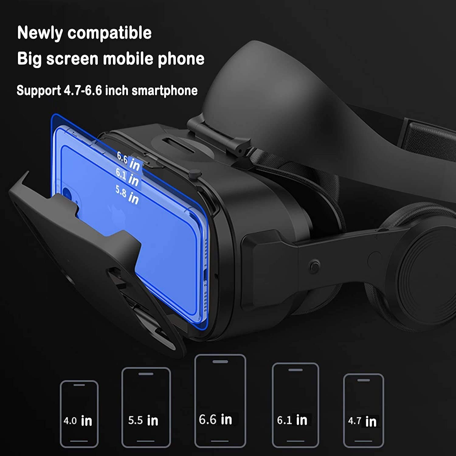 Auriculares VR, Controlador Anti-Azul de la Lente protegida del Ojo de la Lente Bluetooth Gamepad 3D VR Glasses Realidad Virtual para 4.5-6.7in Pantalla