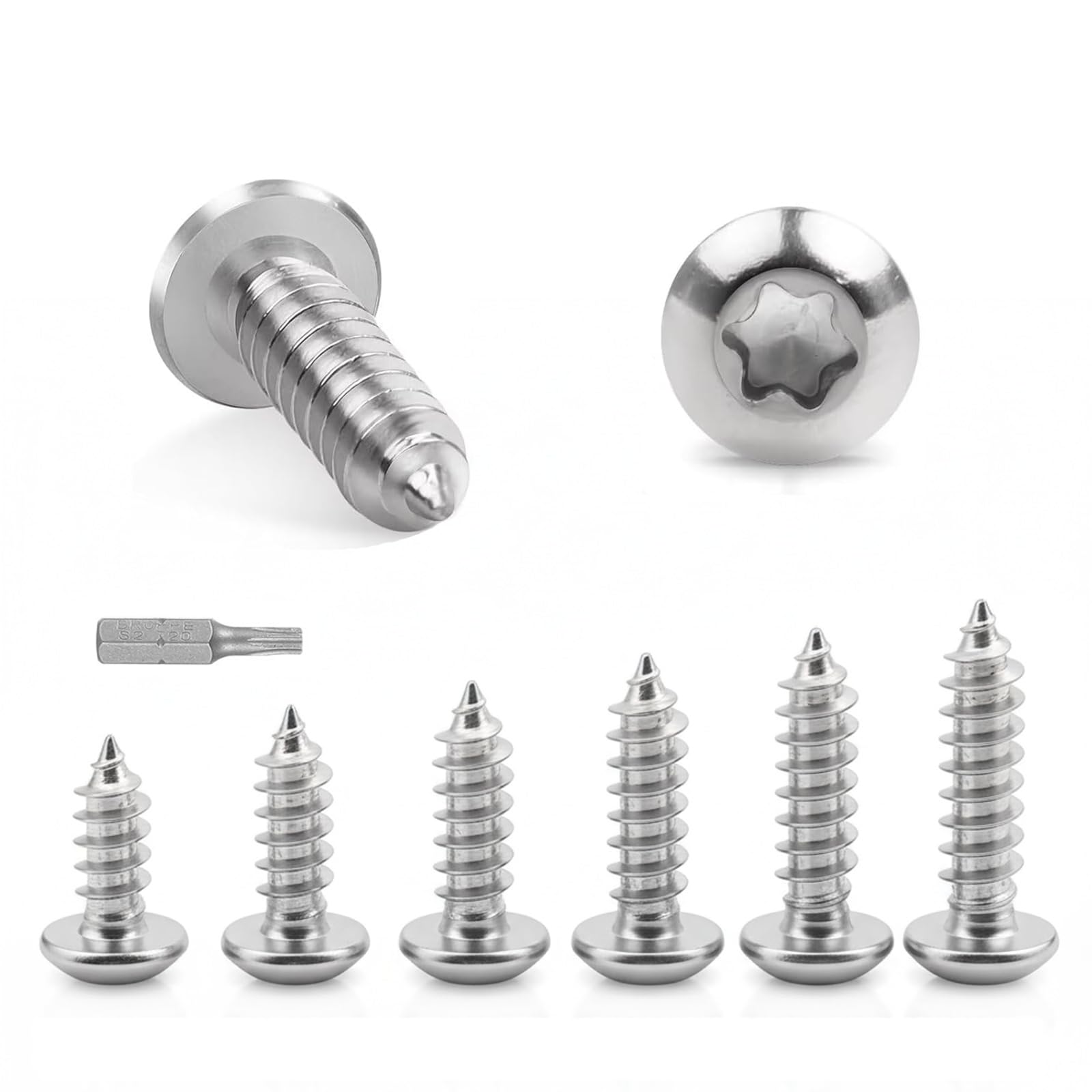 205 Pcs 304 Stainless Steel Torx Round Head Self-Tapping Screws, M4 Assorted Set for Wood, Metal, Furniture & DIY, Lengths 16/20/25/30/35mm, Rust Resistant