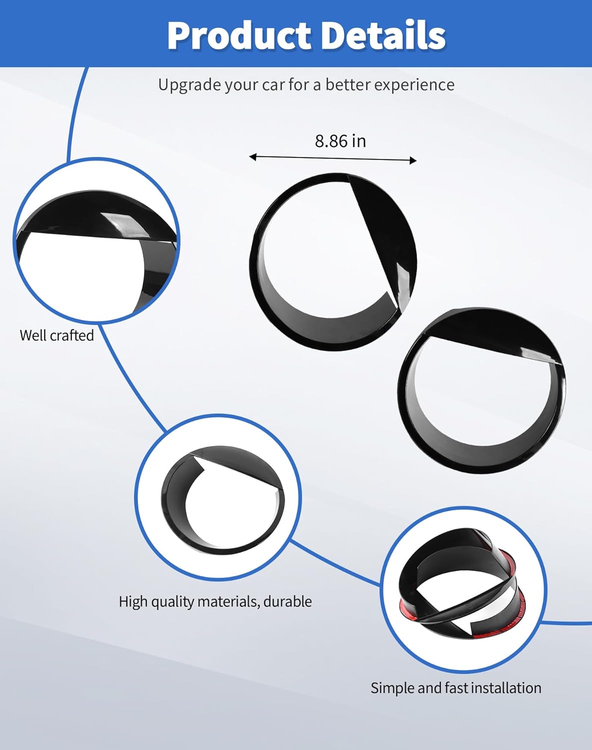 Angry Eyes Headlight Trim Cover for 2024 + Jeep Wrangler JL Gladiator JT Front Headlight Frame Trim Cover Bezels Decor Headlamp Garnish Ring Surround Cover Trim Exterior Accessories