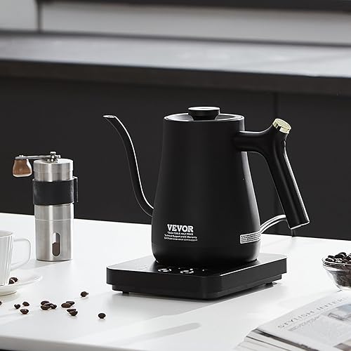 Miniatura 8 de VEVOR Hervidor eléctrico de cuello de cisne de 1 litro, control de temperatura, hervidor de café con 5 ajustes preestablecidos, caldera de té de