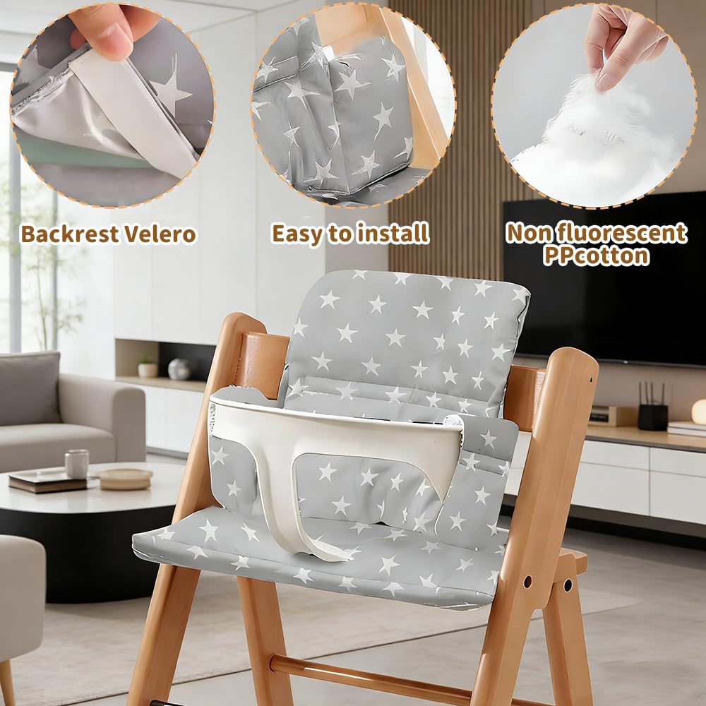 Cojín para trona infantil, 2 unidades, cojín acolchado para trona, reductor lavable para trona, funda para trona Step, para trona con cinturón de seguridad Sto-kke