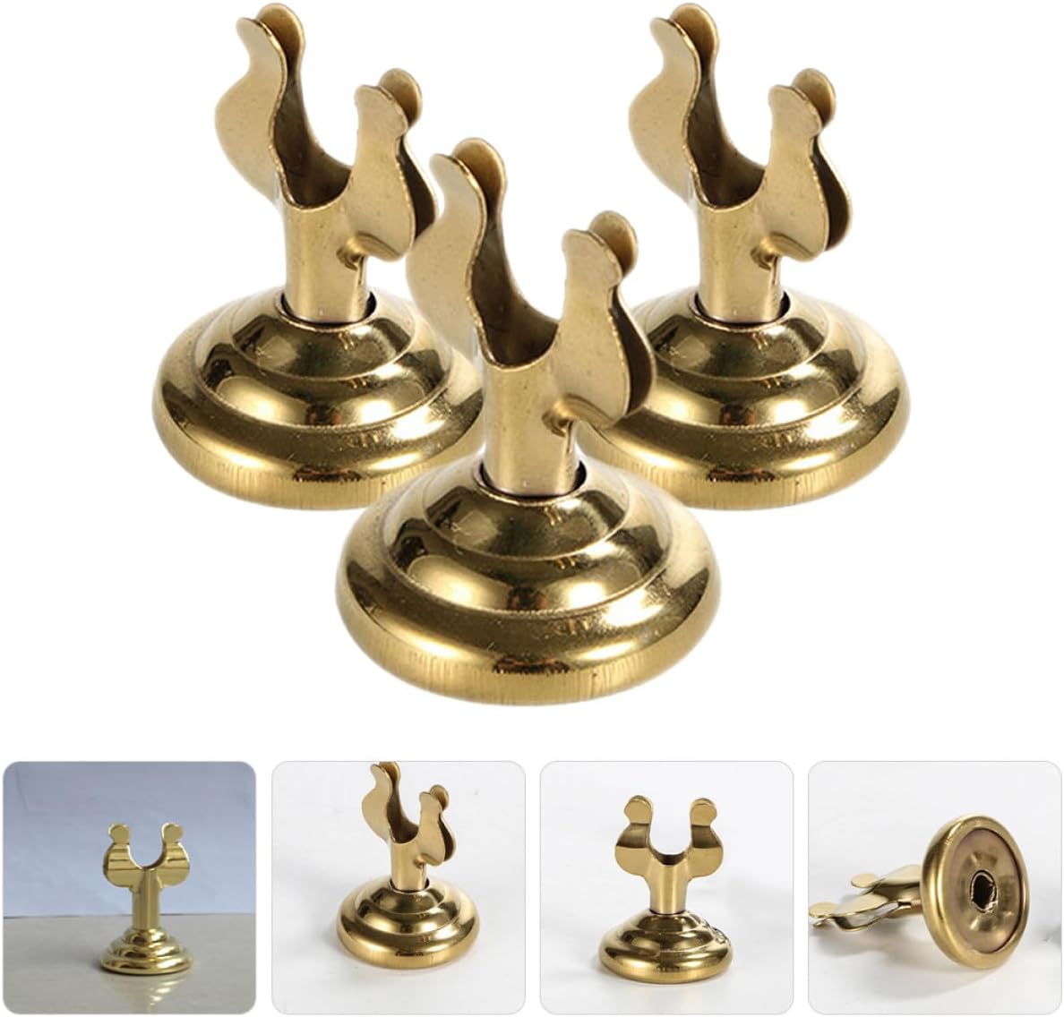 Hemoton 3pcs Mini Metal Table Number Holders 4cm U-shape Gold Base Note Clips Menu Stands for Wedding and Party Place Card Display
