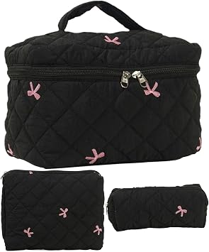 Makeup Bag Set, Toiletry Pouch Set, Large Capacity Cosmetic Bag, Quilted Makeup Bag, Travel Toiletry Bag, Cosmetic Bag for Travel, Cotton Makeup Bag, Makeup Pouch for Women, Womens Toiletry Bag,