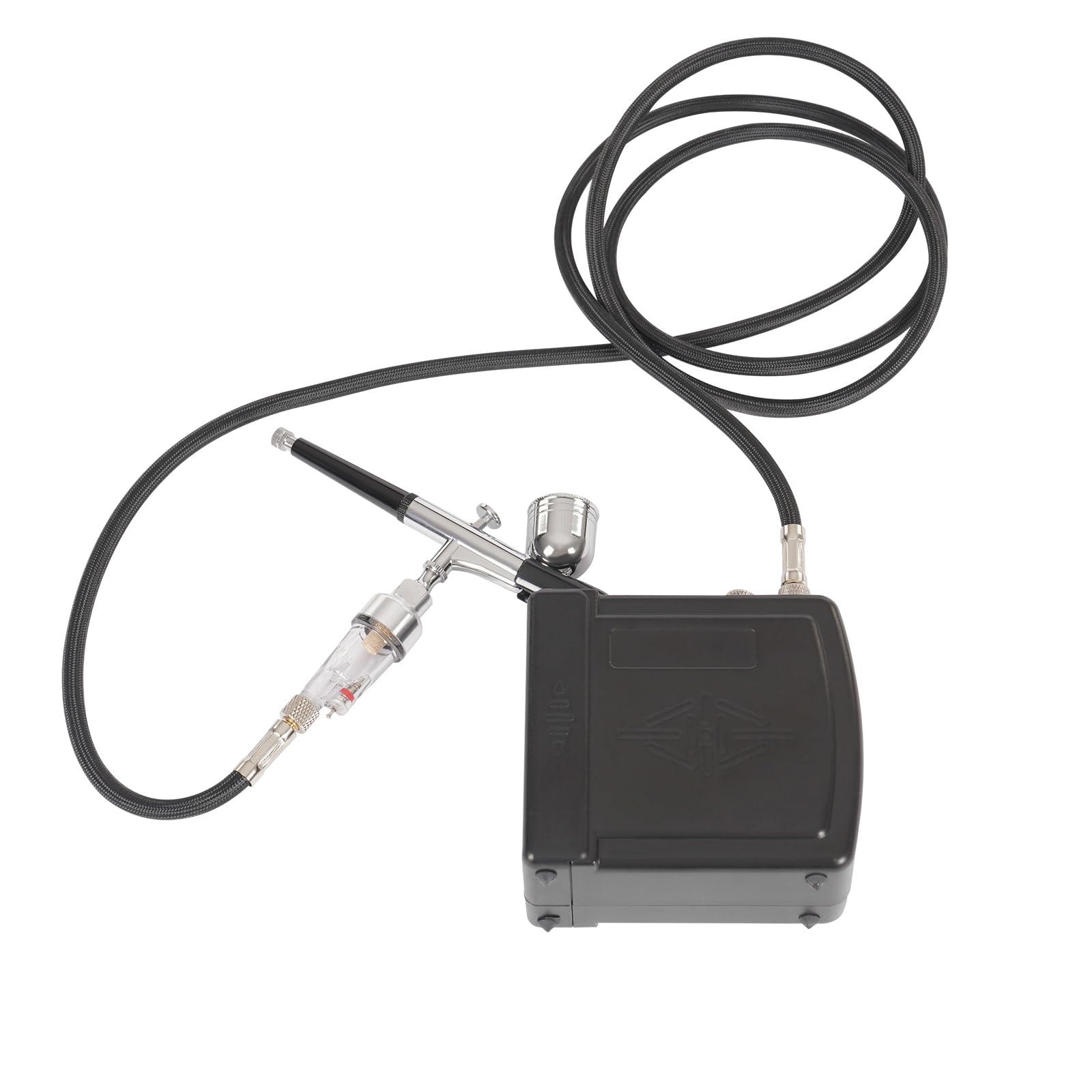 Mini aerografo, set compressore portatile con regolazione della pressione da 2 a 15 PSI, per modellismo, nail art, decorazione torte, pittura artistica e maglietta (nero)