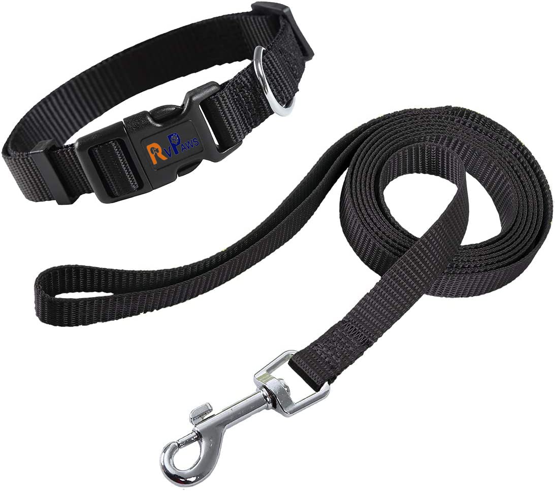 RvPaws Classic Nylon Dog Collar and Leash Set, Adjustable Collar Leash Set with Quick Release Buckle Safety for Small Medium Dogs Walking Running Training 15 MM (Black Color) (B0BF93M4W7) Amazon Price History, Amazon Price Tracker