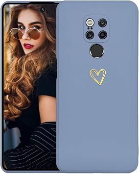 Case for Huawei Mate 20 X 4G/5G Soft TPU Silicone Mobile Phone Case with Heart Pattern Minimalism Design Ultra Thin Girls Shockproof Scratch-Resistant Protective Case Cover Blue