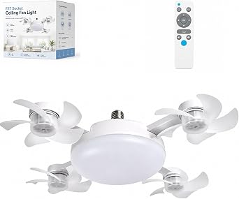 E27 Socket Ceiling Fan Light, 2-in-1 Silent Led Fan with Remote Control 1 Pc