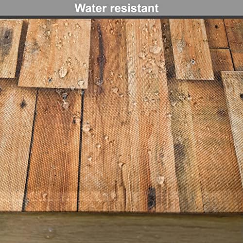 ABAKUHAUS Wooden Place Mats Set of 4, Lodge Wall Planks Print, Washable Fabric Placemats for Dining Room Kitchen Table Decor, Burnt Orange Orange