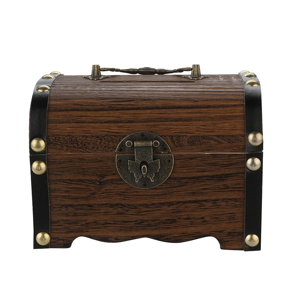 Caja de Tesoros de Madera Caja de Tesoros de Madera Caja de Cambio Caja de Joyería con Lock Creative Dormitorio Sala (tamaño : Small5.7in)