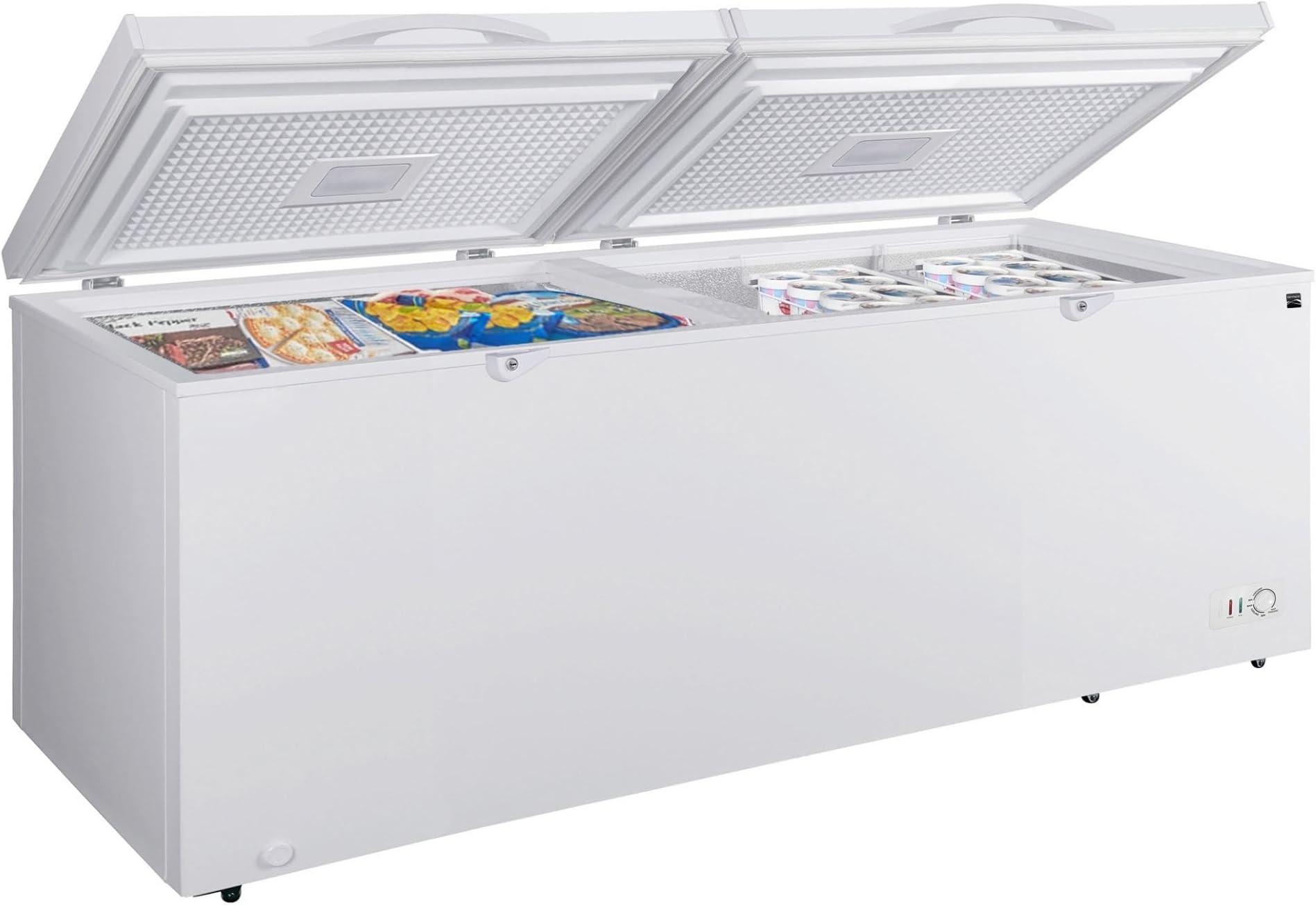 Kenmore Deep Freezer - Convertible Refrigerator/Chest Freezer, 2 Hanging Basket, Garage Ready, Meat Storage, Front Drain, Congelador For Home, Apartment, Basement, Cottage 25.0 Cubic Feet, White