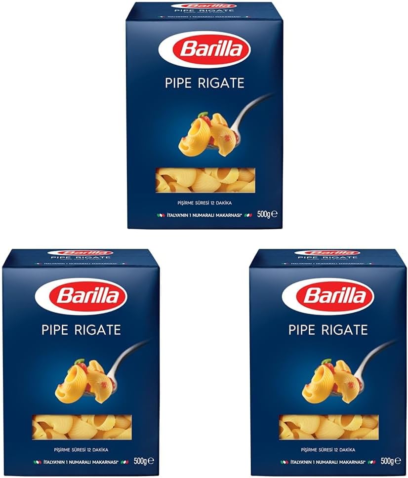 Barilla Mantı Makarna (Pipe Rigate) 500 g. 3lü paket