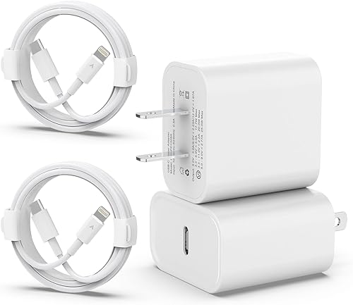 Paquete de 2 cargadores de pared USB C PD de 20 W con cable de 6 pies para iPhone 1414 Pro Max1313 Pro1212 Pro1111 ProXS, Pad