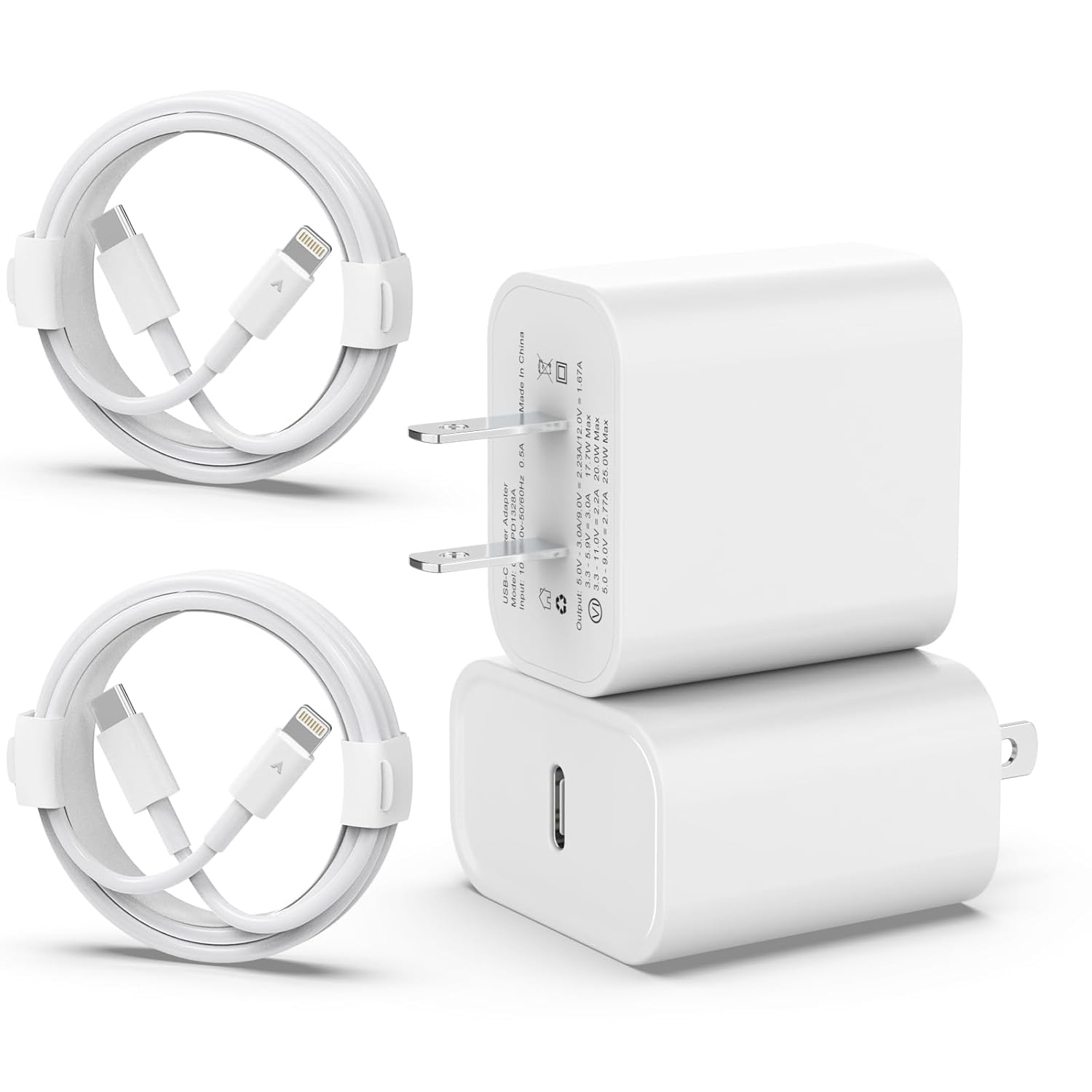 iPhone Fast Charging 2 Pack 20W PD USB C Wall Charger With 6FT Cable for iPhone 14 14