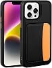 Aksesuarcim Apple iPhone 16 Pro Max ile Uyumlu Kılıf Silikon Deri Görünümlü Cüzdan Kartlıklı Darbe Korumalı Stand Olabilen Yeni Tarz Kapak Koyu Gri