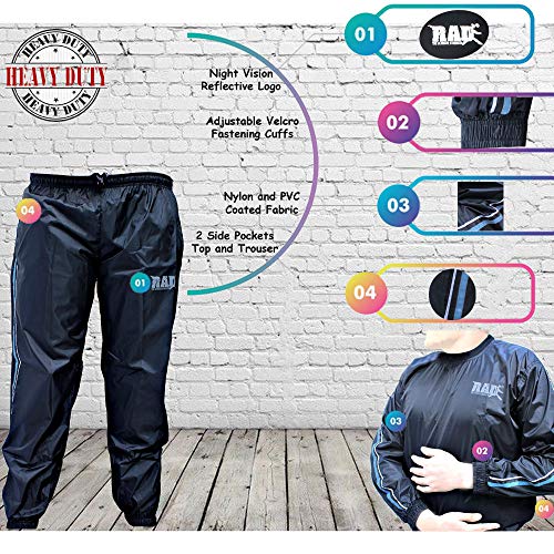 RAD Sweat Suit Sauna Exercise Tracksuit Fitness Weight Loss Slimming Boxing Gym Belt (Blue, 6XL)