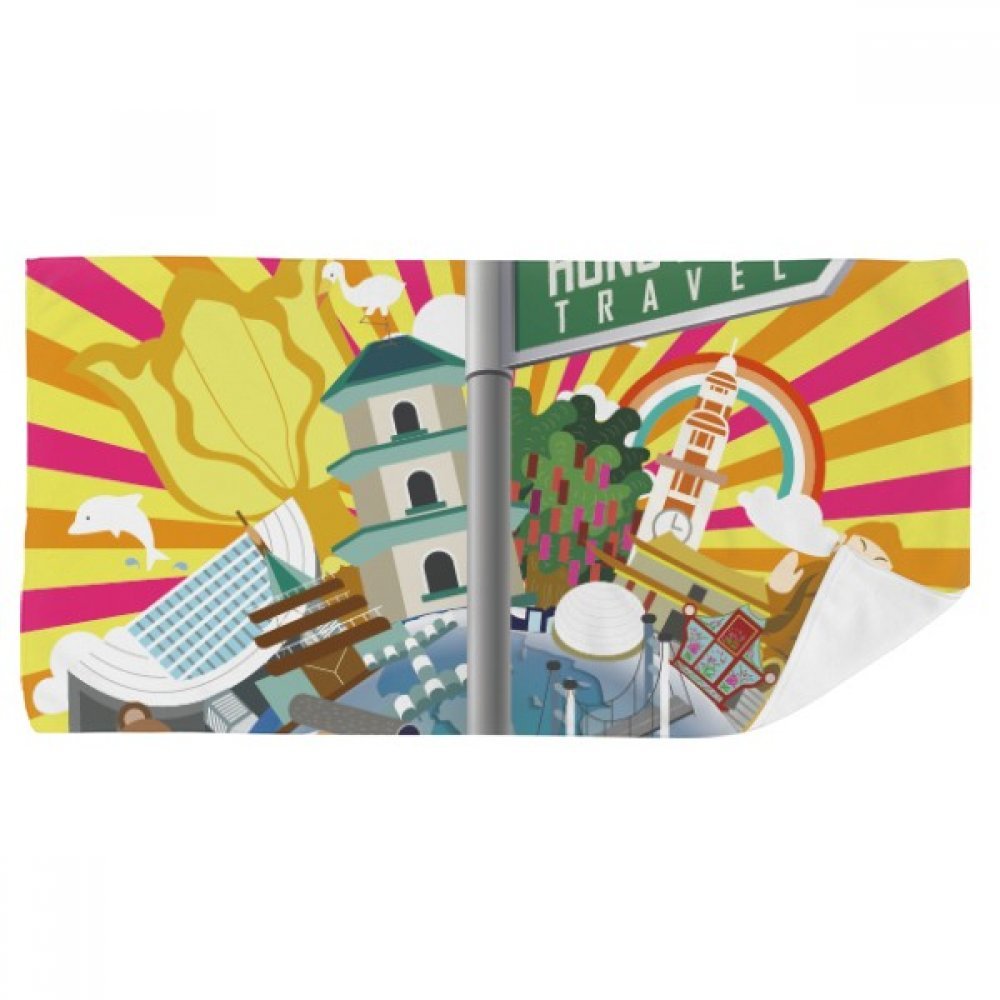 Serviette de bain douce débarbouillette multicolore Chine Hong Kong 35x70cm