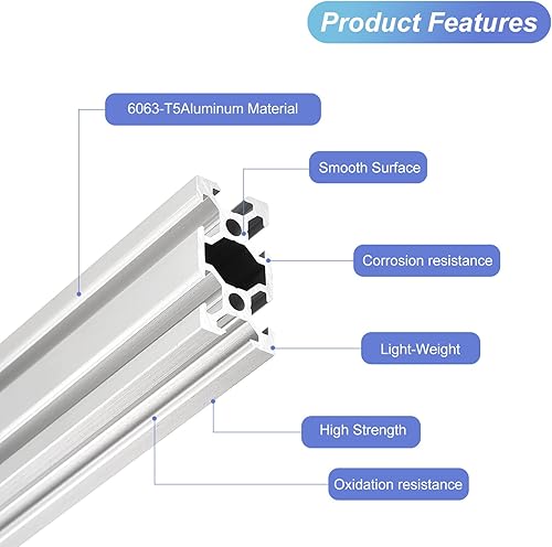 Miniatura 3 de MECCANIXITY 2 unids V ranura 2040 extrusión de aluminio estándar europeo 19.685 in 19 pulgadas longitud riel anodizado blanco para CNC DIY 3D