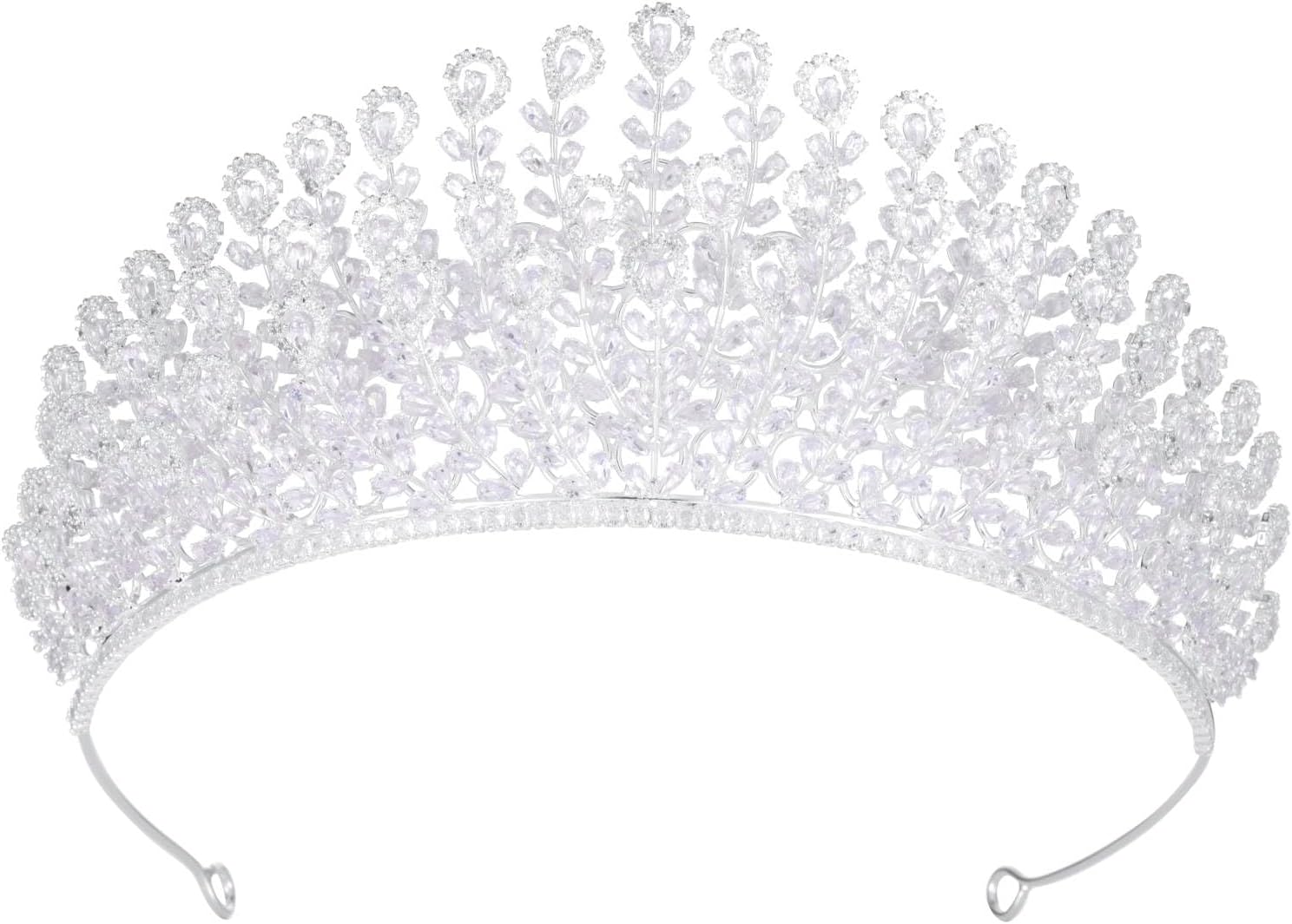 Kamirola Silver Wedding Cubic Zirconia Tiaras and Crowns for Women, Bride Royal Queen Headband Princess Quinceanera Headpieces for Women Bridal Birthday Prom Pageant Party(TR78)