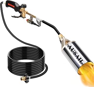 Propane Torch Weed Burner,Blow Torch,Heavy Duty,High Heat Output,Flamethrower with Turbo Trigger Push Button Igniter and 10 FT Hose for Roof Asphalt,Ice Snow,Road Marking,Charcoal