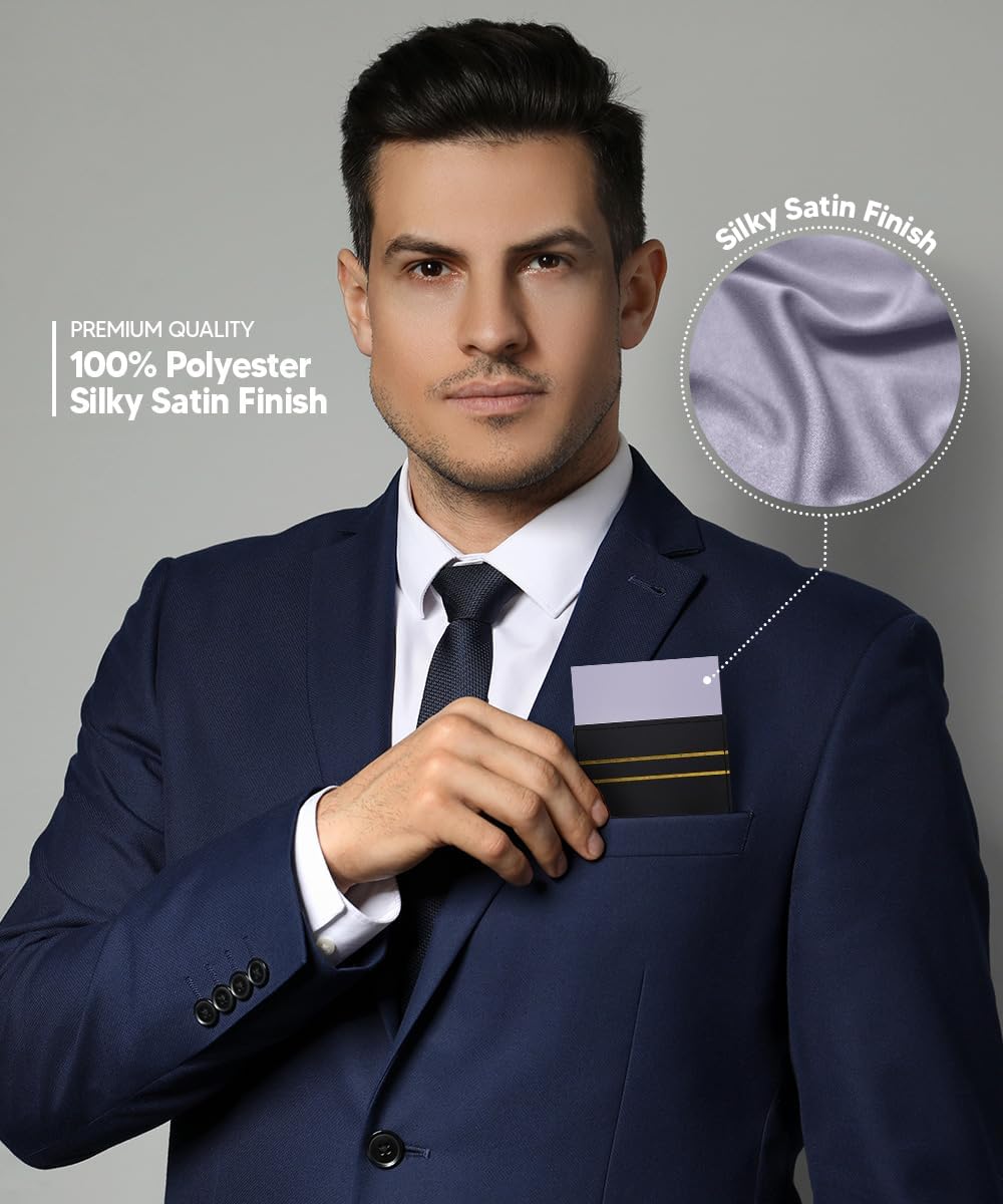 Premium Pre-Folded Four-Point Suit Pocket Square for Men with Sewn Pocket Fold