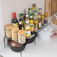 Vista 3 de Tomorotec Expandable Shelf Organizer for Kitchen Countertop, Metal Cabinet Pantry Shelf, Spice Rack Organizer, Space Saving Non Slip Rustproof, Black