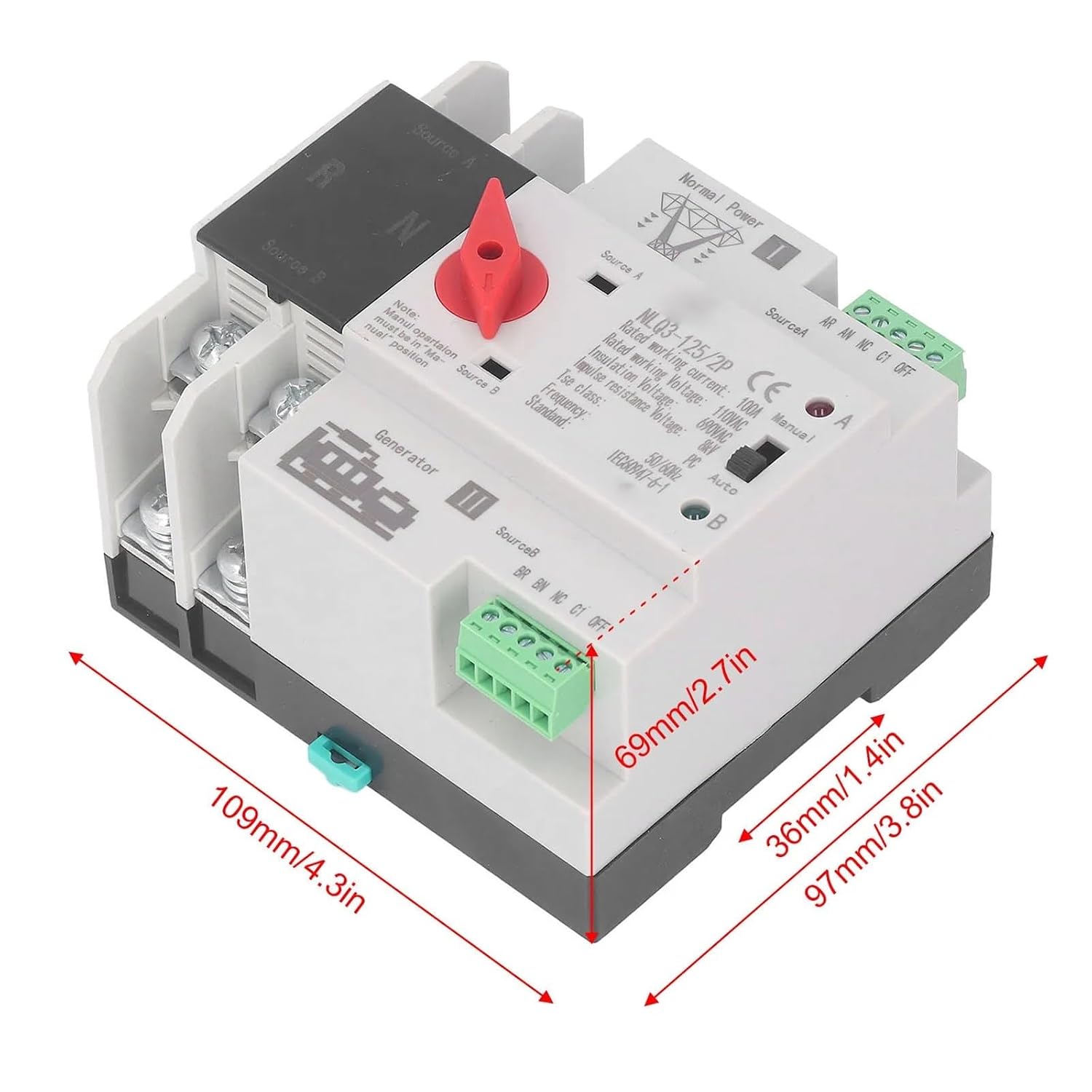 AC110V Dual Power Transfer Switch 100A Millisecond Response Speed Ensure Continuance Dual Power Switch
