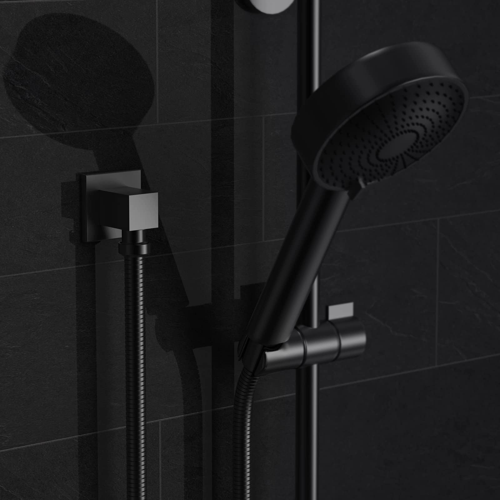 Matte Black Wall Mounted Supply Elbow For Hand Shower - Solid Brass With Check Valve, 1/2" NPT