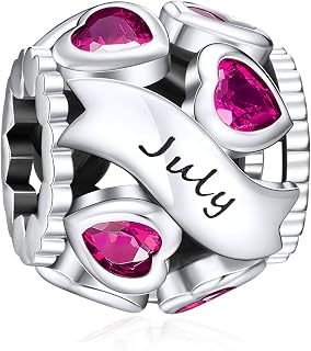 NINGAN S925 Sterling Silver Birthstone Heart Charms for Women Bracelets