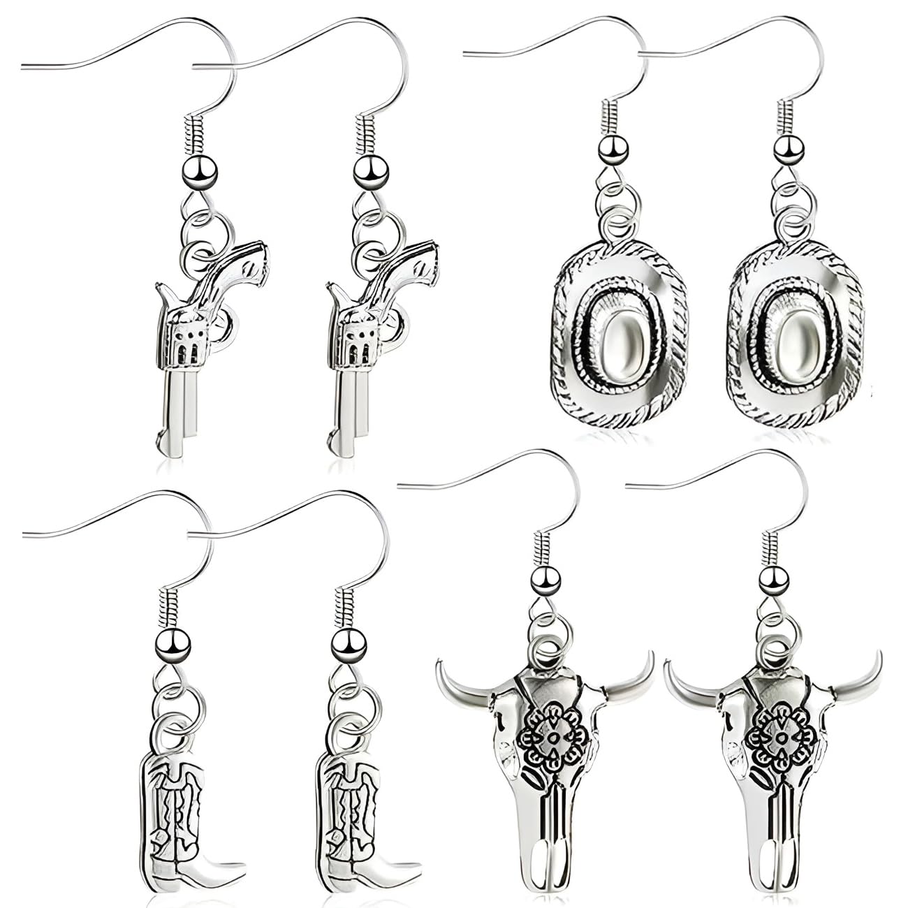 4 paia di orecchini retrò cowgirl - orecchini con stivali orecchini