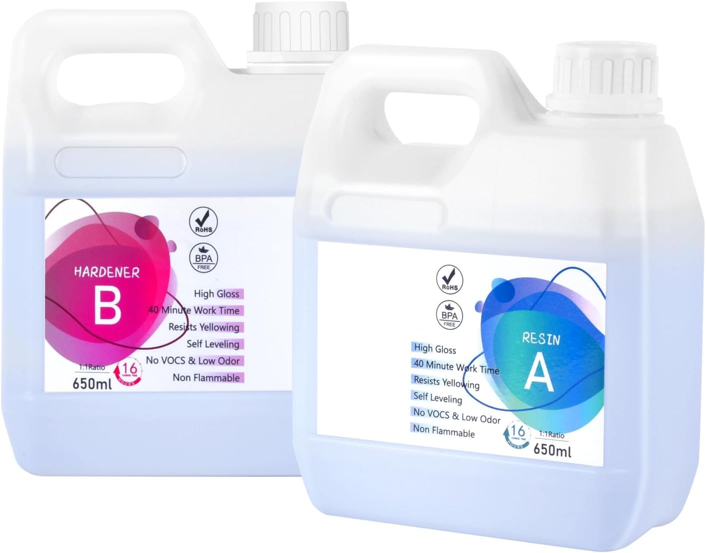 1300ml Epoxy Resin Kit, Crystal Clear Epoxy Resin and Hardener 1:1 Volume Ratio for Coasters Mould Casting, Table Top