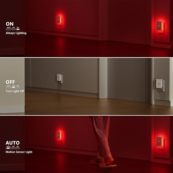 Feliigo Luz Nocturna con Sensor de Movimiento, 2 Piezas Luz Nocturna Infantil Enchufe Regulable con 3 Modos, Brillo Ajustables para Habitación de Niños, Baño, Pasillo, Cocina, Escaleras - 2