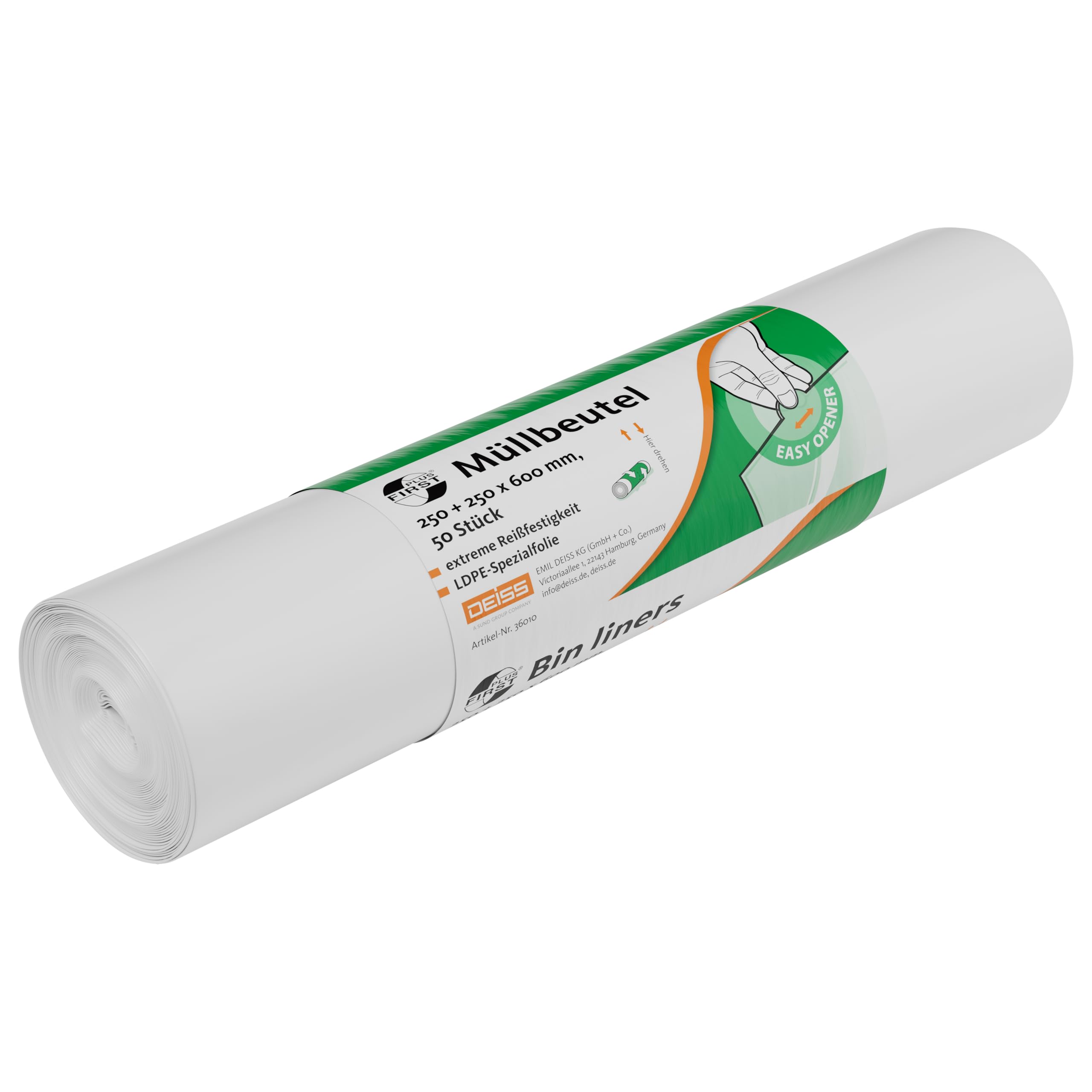 50 x 24 Litre LDPE Bin Liners - White, Weiß